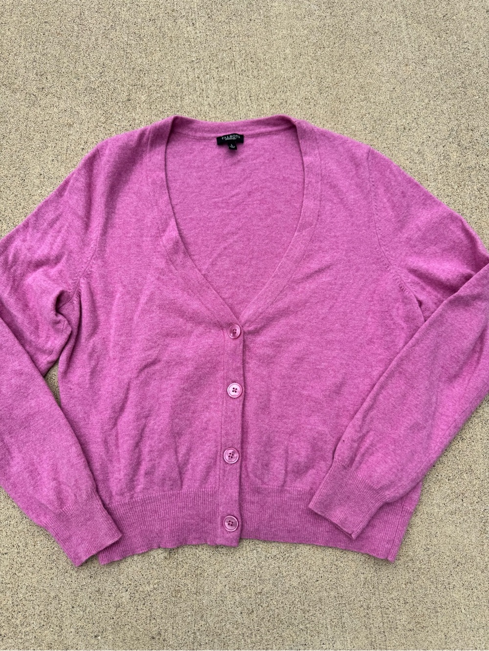 Talbots Lambswool Angora Cardigan Pink L Coastal Grandmother Preppy NWOT